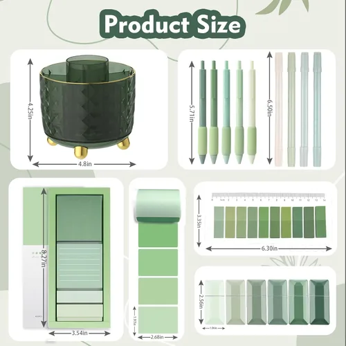 Vista 2 de sportsvoutdoors Accesorios de escritorio verde, suministros verde salvia, juego de papelería de oficina, soporte para lápices y bolígrafos verde
