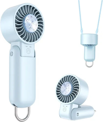 Vista 18 de Ventilador turbo portátil de mano con pantalla LED, refrigeración turboalimentada de 32 pies, larga duración, 5 velocidades de 4 onzas, ligero