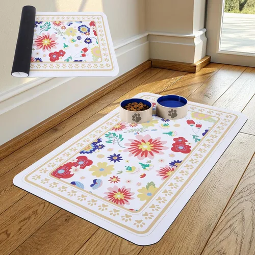 Vista 8 de KOOLTAIL Tapete de comida para perros, tapete absorbente de alimentación de mascotas para cuencos de comida y agua, almohadilla de colocación