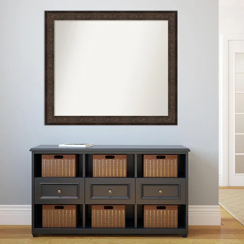 Vista 619 de Amanti Art Espejo de pared personalizado no biselado (25 x 25 pulgadas), marco de bronce acentuado, varios tamaños personalizados, espejo de baño