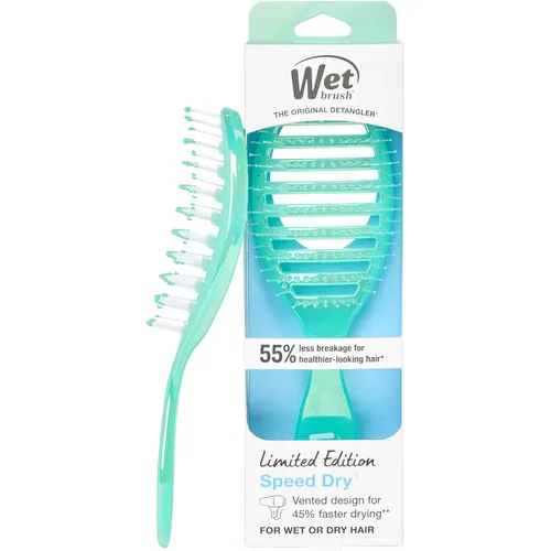 Vista 22 de Wet Brush Cepillo de Cabello de Secado Rápido, Aqua Exclusivo de Amazon, Diseño Ventilado y Cerdas Suaves HeatFlex, Seguro para Secado con Secador