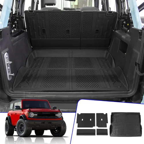 Vista 9 de Rongtaod Alfombrillas compatibles con Ford Bronco 2021-2025 2026 de 4 puertas, alfombrilla de carga, forro de carga, protector de asiento trasero