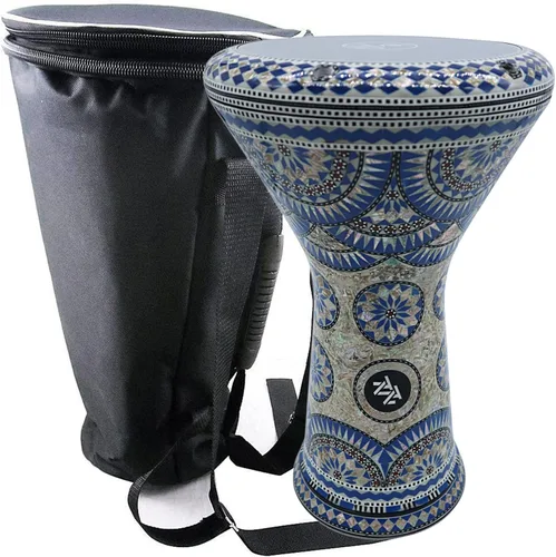 Vista 8 de La Darbuka Doumbek egipcia de 17" de Zaza Percussion con madreperla (Black Master)