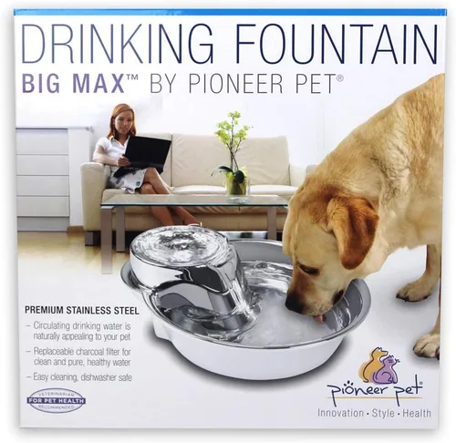 Vista 7 de Pioneer Pet Gran fuente de acero inoxidable para perros, Plateado