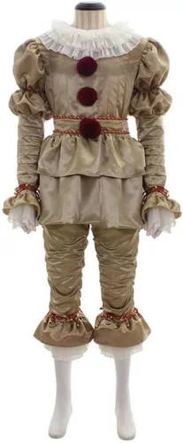 Vista 2 de Disfraz unisex de Halloween para adultos, disfraz de carnaval, mujer, uniforme de payaso de 8 piezas