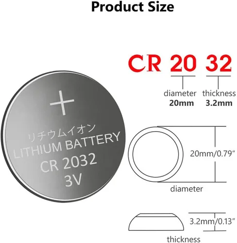 Vista 4 de Baterías CR2032, paquete de 100, 3V Celda de monedas de alta capacidad de 220 mAh, larga duración