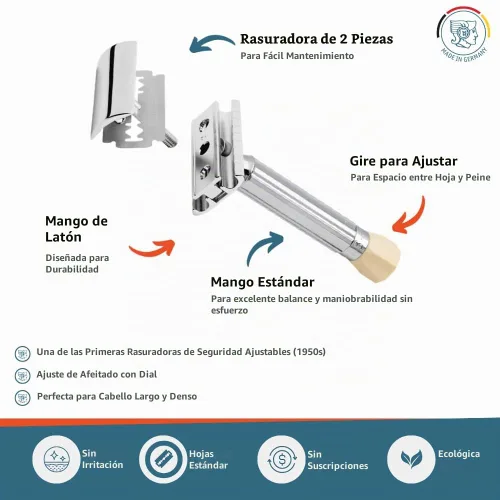 Vista 2 de Merkur Maquinilla de afeitar de seguridad ajustable Progress MK-500001