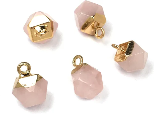 Vista 5 de QSLLER 10 dijes de ágata de piedra natural, colgantes de cuarzo de ágata facetada, dijes para bricolaje para hacer collares o joyas