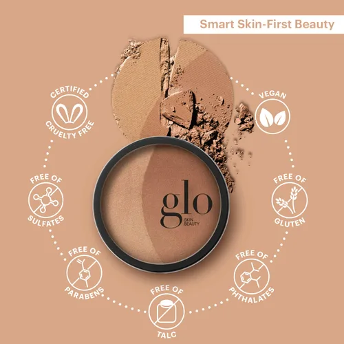 Vista 4 de Glo Skin Beauty Polvo prensado bronceador (Sunkiss) - Maquillaje a base de minerales que añade calidez y contorno natural para un brillo bañado por