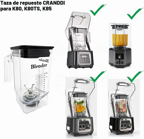 Vista 2 de CRANDDI Vaso de repuesto para K80, recipiente de licuadora de 52 onzas, jarra de 50.7 fl oz, accesorios de piezas de repuesto para licuadora