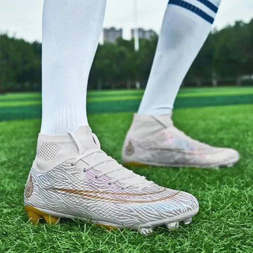 Vista 6 de Maylrvjv Zapatos de fútbol para hombre, botas de fútbol para niños grandes, transpirables, ligeros, para exteriores, interiores, profesionales