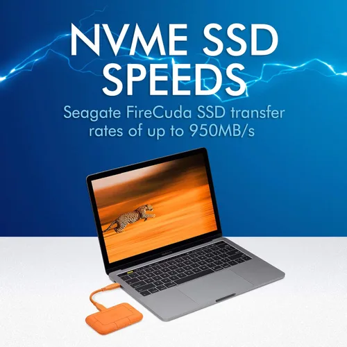 Vista 2 de LaCie - Unidad de estado sólido SSD resistente de 1 TB: USB-C USB 3.2 NVMe velocidades de hasta 1050 MB/s, resistencia al agua IP67, resistente a
