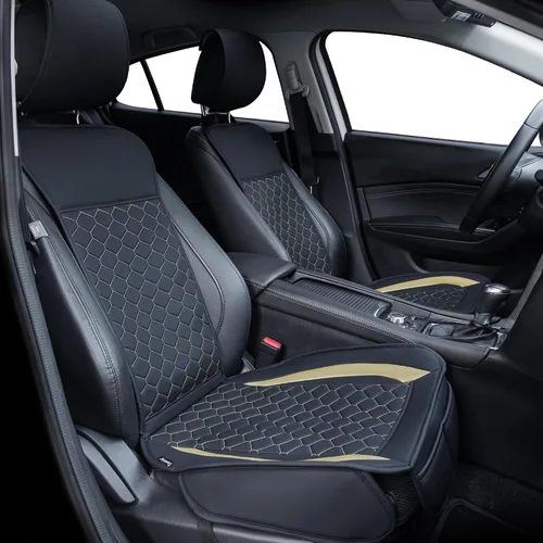 Vista 16 de Elantrip Fundas para Asiento de Coche de Cuero, Protector de Asiento de Coche para Mujeres, Compatible con Airbag, Funda de PU con Patrón de Beige