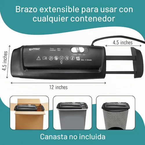 Vista 3 de EXTRIC Trituradora de papel para trituradora de documentos de 7 hojas de corte en tiras