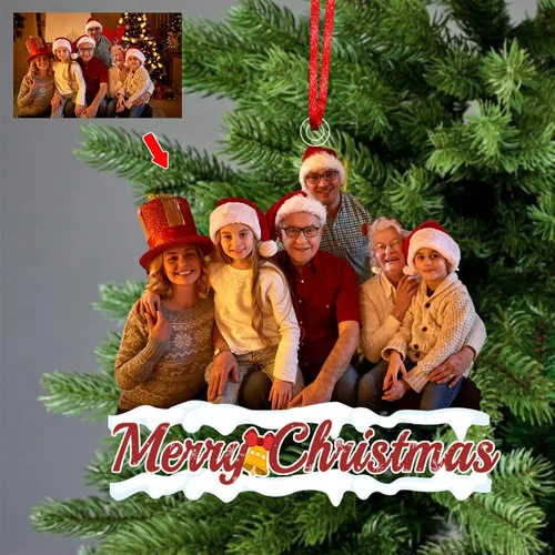 Vista 8 de Adorno personalizado para tu foto, adornos de Navidad con foto personalizada, adorno familiar personalizado, regalo para árbol de Navidad, chimenea