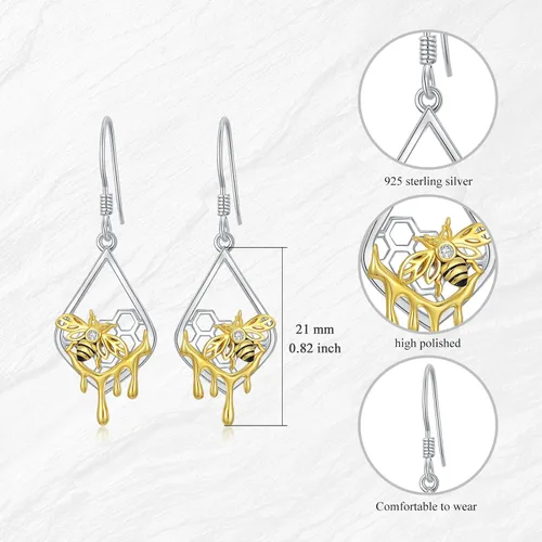 Vista 6 de WINNICACA Aretes colgantes de plata esterlina s925 con diseño de tortuga marinamedusapulpounicornioranazorrolobojirafa, hongos, animales, joyería