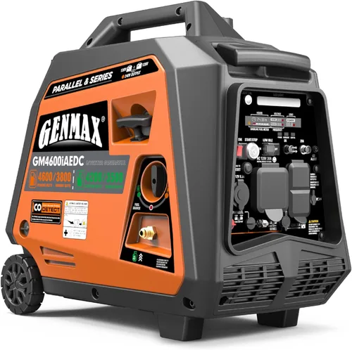 Vista 9 de GENMAX Generador portátil, motor portátil de combustible dual súper silencioso de 9000 W con capacidad paralela, arranque remoto/eléctrico, ideal