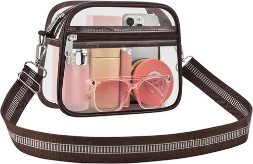 Vista 30 de Bolsa transparente para eventos de estadio, bolsa transparente para mujer, bolsa cruzada, correa de hombro ajustable para conciertos, deportes