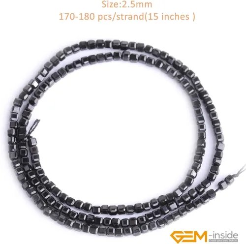 Vista 2 de GEM-Inside - Cuentas espaciadoras pequeñas de 0.098 in de espinela negra natural, cuentas espaciadoras en forma de cubo facetado, cuentas para hacer