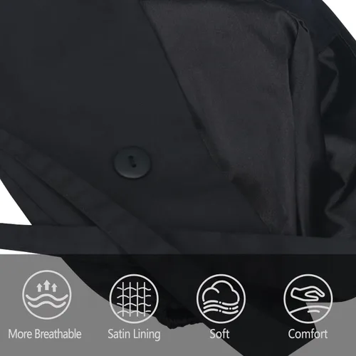 Vista 5 de Gorra de trabajo ajustable con botón, gorro de trabajo de algodón forrado de satén, banda para el sudor, gorro de trabajo elástico unisex