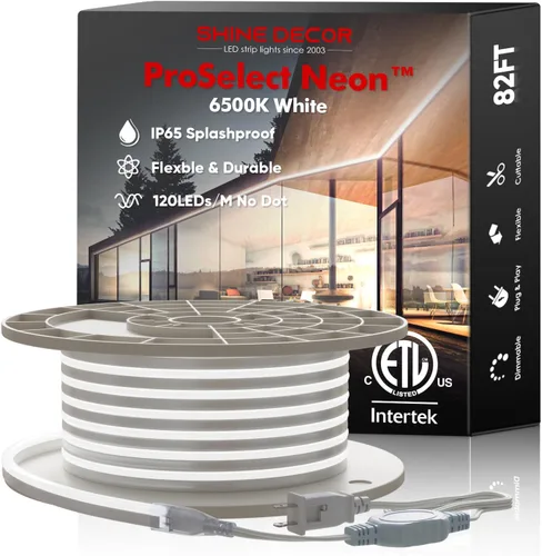 Vista 13 de Shine 2835 Cuerda de luces LED neón decorativas, 110 V, flexibles, resistentes al agua, 120 LED/M, decoración de iluminación comercial