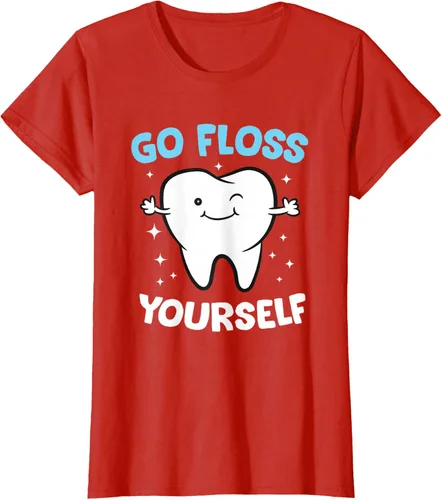 Vista 84 de Camiseta higienista dental, asistente dental, Go Floss Yourself dentista, Negro, S