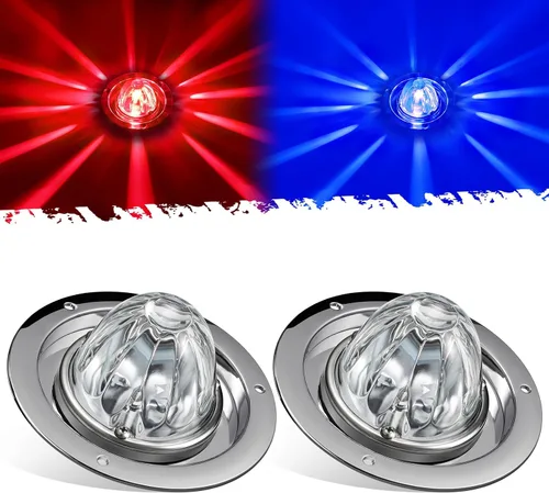 Vista 11 de Partsam Kit de 2 luces de sandía con lente de vidrio rojo, luces LED de parada y giro con bisel de acero inoxidable y base de repuesto para Lente