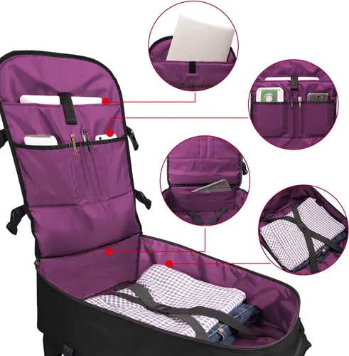 Vista 3 de Mochila de viaje ligera para senderismo, mochila para laptop, 17L de mano para artículos personales, bolsa de fin de semana, unisex, todo negro