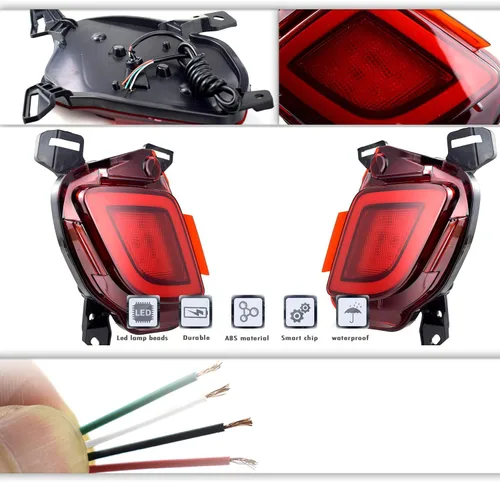 Vista 2 de GeeGee Conjunto de luz antiniebla de parachoques trasero LED de lente roja, compatible con Toyota Highlander 2015-2018, funciona como lámpara