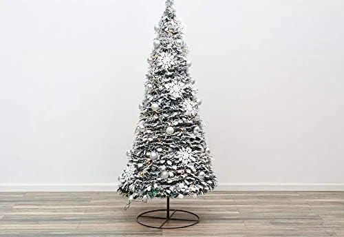 Vista 4 de Sharper Image Árbol de Navidad flocado blanco emergente de 6 pies