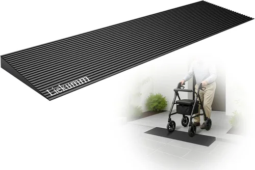 Vista 13 de LIEKUMM Rampa de umbral de goma de elevación de 3/8 pulgadas, rampa antideslizante de capacidad de carga de 1500 libras para puertas, rampa de goma