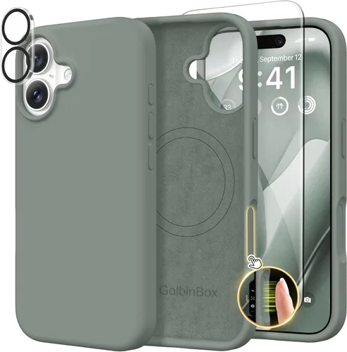Vista 128 de GolbinBox Funda magnética para iPhone 17, compatible con MagSafe, cubierta de silicona integrada para control de cámara, funda de silicona líquida a