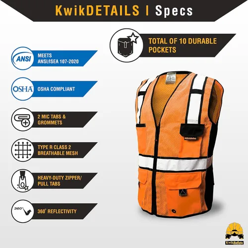 Vista 5 de KwikSafety RoadBOSS Econ & Premium Safety Vest Class 2 ANSI OSHA
