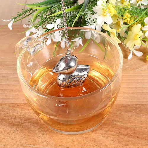 Vista 5 de Mini infusor de té suelto duradero, infusor de té de acero inoxidable, forma de pato para sala de estar, oficina, cocina, casa de té