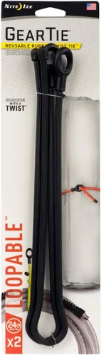 Vista 8 de Nite IZE Gear Tie Loopable, el original lazo de goma reutilizable con lazo integrado resistente, 12 pulgadas, negro, paquete de 2, fabricado