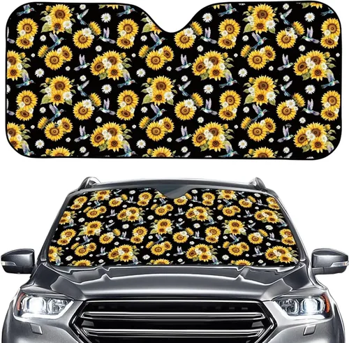 Vista 10 de Talayituse Parasol para parabrisas de automóvil, diseño de gato divertido 3D, ajuste universal, para automóvil, camión, SUV, bloquea el sol