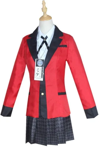 Vista 2 de Aoibox Compulsive Gambler Anime Kakegurui Yumeko Jabami Cosplay Traje Conjunto Completo
