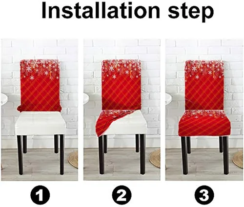 Vista 90 de CAPSCEOLL Christmas Dining Chair Covers,Snowflakes Festive Winter Pattern Stretch Chair Covers for Dining Room Set of 2 Washable Spandex Parson