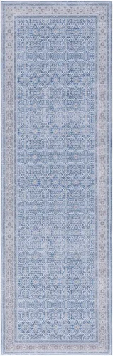 Vista 3 de SAFAVIEH Tucson Collection - Alfombra lavable de 2 pies 6 pulgadas x 6 pies, azul y al óxido, antideslizante y fácil de limpiar, ideal para pasillo