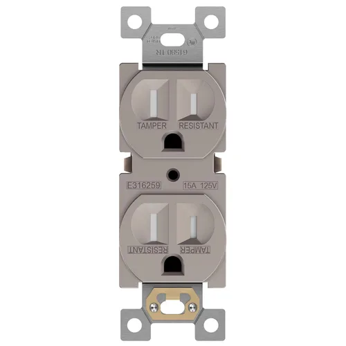 Vista 44 de ENERLITES Receptáculo dúplex, tomas de pared eléctricas resistentes a manipulaciones, grado comercial, 15A 125V, autoconectado, 2 polos, 3 cables