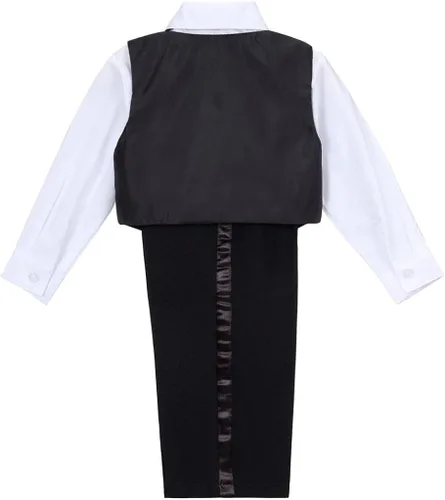 Vista 4 de Dressy Daisy Conjunto de traje de esmoquin para bebés y niños, talla 12-24 meses y 2T a 4T, color negro, blanco marfil