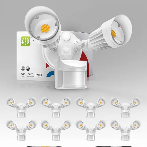 Vista 14 de ASD Luz LED de seguridad para exteriores de 25 W, 2500 lm, luz de inundación con sensor de movimiento, 3000 K/4000 K/5000 K, IP65 impermeable
