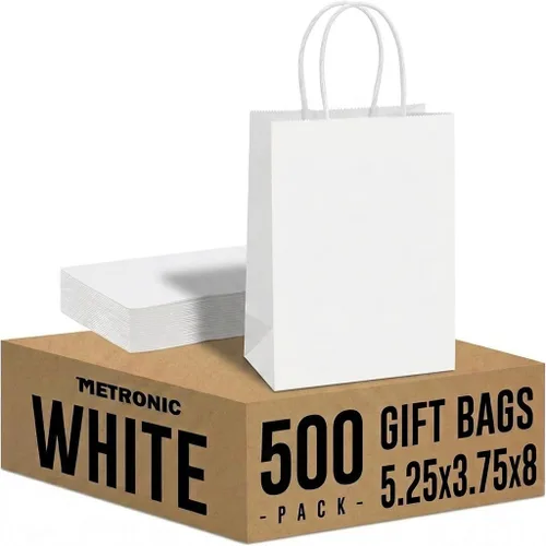 Vista 23 de METRONIC Gift Bags with Handles,16x6x12 Recyclable Brown Paper Bags 50Pcs Marrón