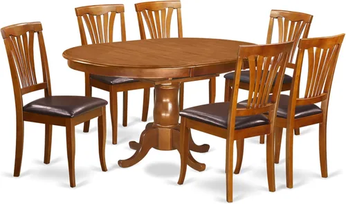 Vista 10 de East West Furniture POAV5-SBR-C - Juego de comedor de 5 piezas para 4 personas, incluye una mesa de comedor ovalada con hojas de mariposa y 4 sillas