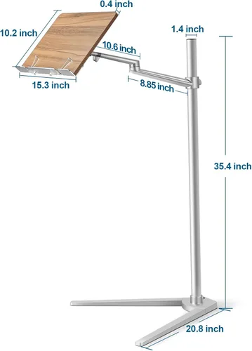 Vista 2 de Shikha Soporte ajustable para computadora portátil, soporte para tableta, base de trípode, soporte manos libres para portátil, teléfono y tableta