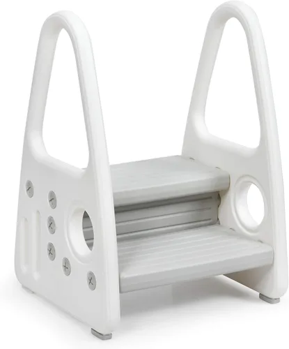 Vista 12 de Costzon Taburete auxiliar ajustable de 2 pasos para niños pequeños con asas de seguridad y almohadillas antideslizantes, escalera de plástico