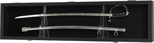 Vista 4 de Vitrina de espada, soporte de pared para gabinete con capacidad para sable militar o espada samurái con cerradura con protección UV, fieltro negro