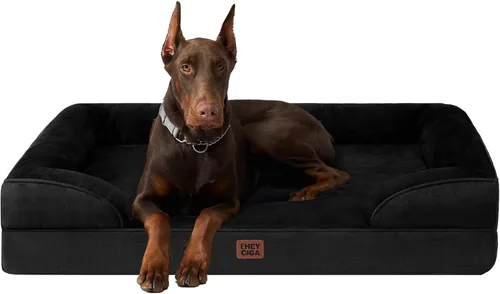 Vista 32 de EHEYCIGA – Cama ortopédica impermeable para perros pequeños, de espuma viscoelástica tipo caja de huevos, con bordes elevados y base antideslizante