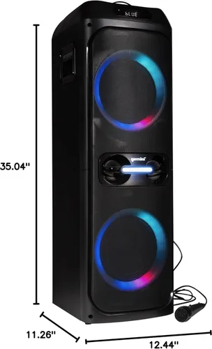 Vista 8 de Gemini Sound GHK-2800 - Altavoz de fiesta con refuerzo de graves, luces LED y efectos de cambio de voz, karaoke Bluetooth, incluye micrófono
