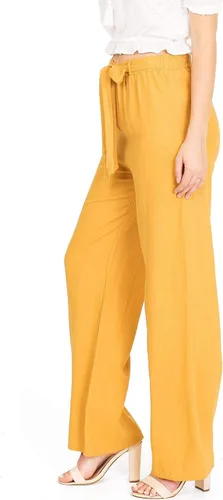 Vista 2 de Ambiance Apparel Pantalones de lino de primavera de pierna ancha para mujer